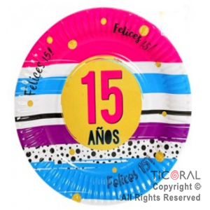 PLATO POLIPAPEL 17 CM 15 A�OS X 6 UNIDADES